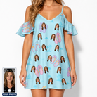 Women's Flipflop Fanfare Custom Face Off-Shoulder Dress