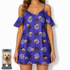 Women's Leggy Lurkers Custom Dog Face Off-Shoulder Dress