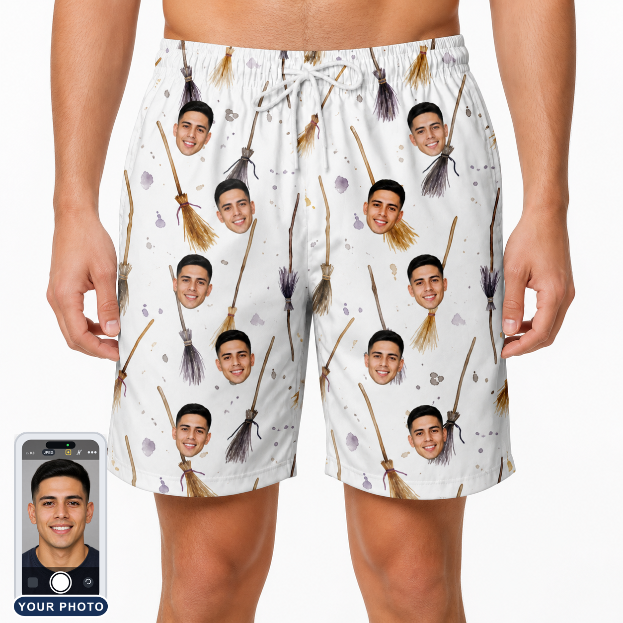 Men's Cackle Commuters Custom Face Beach Shorts