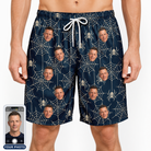 Men's Grim Gridwork Custom Face Beach Shorts