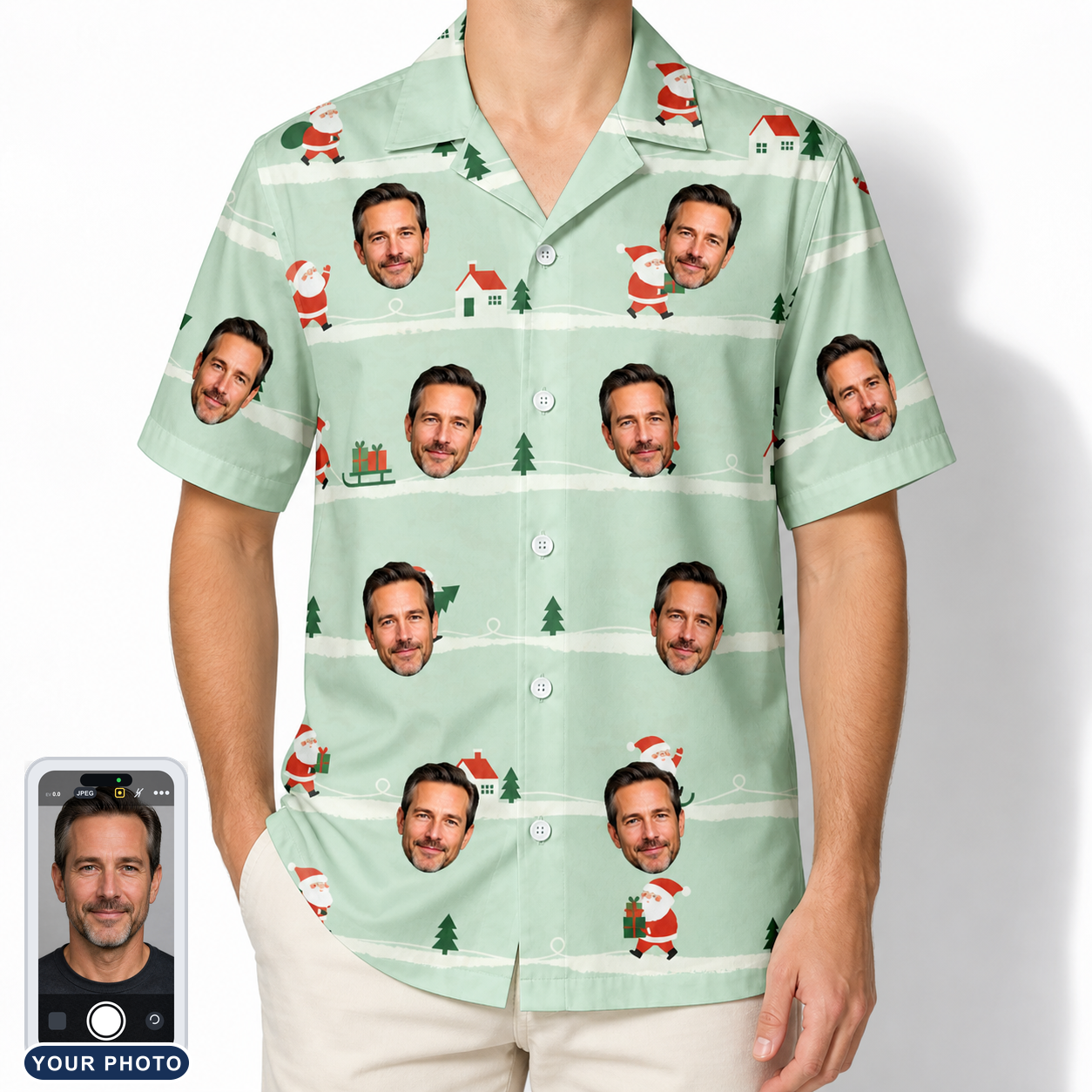 Men's Claus Carnival Custom Face Hawaiian Shirt