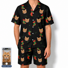 Men's Stocking Stuffer Custom Cat Face Shirt & Shorts Set