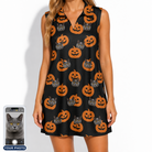 Women's Frightlight Fancies Custom Cat Face V-Neck Dress