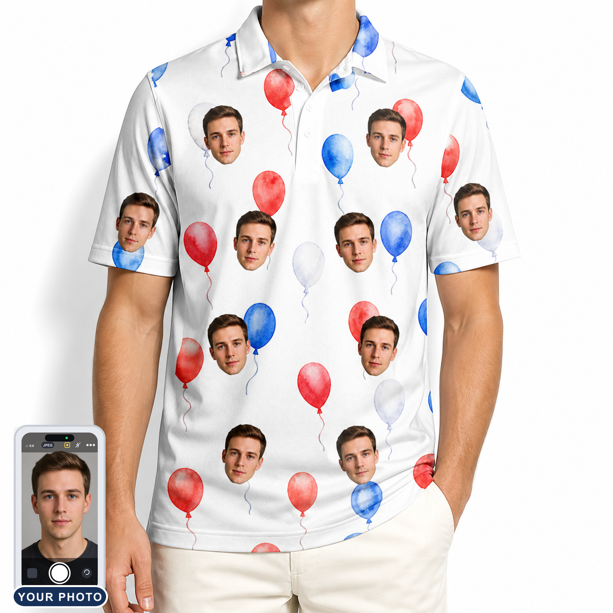 Men's Rocket Ribbons Custom Face Polo Shirt