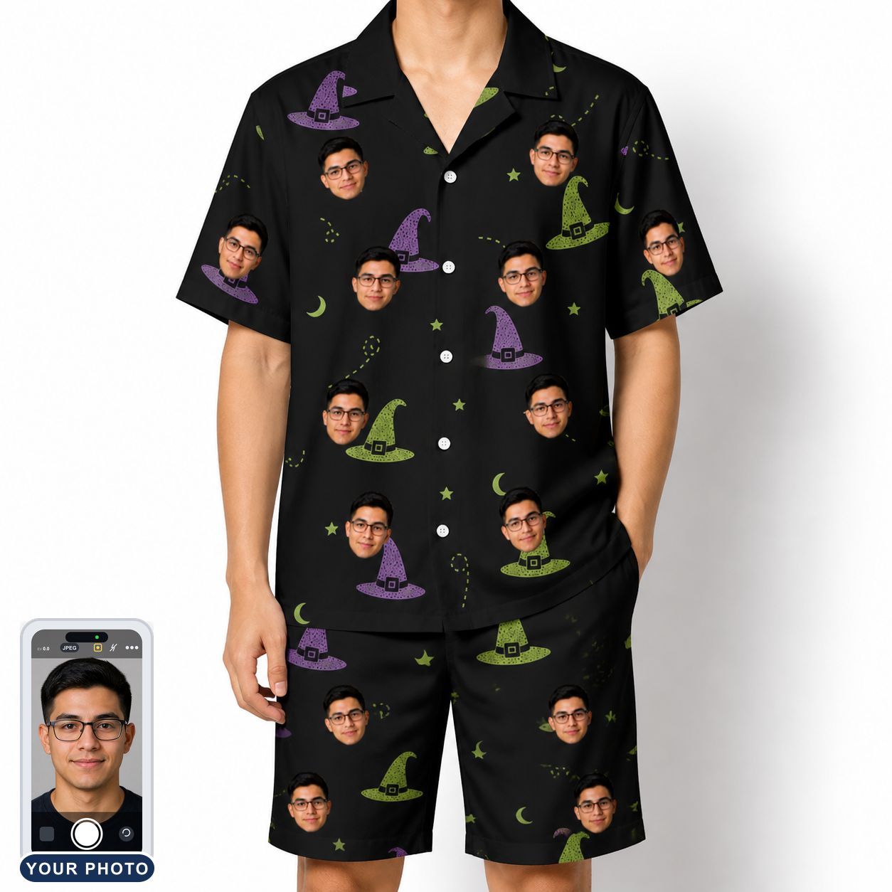 Men's Pointy Party Custom Face Shirt & Shorts Set
