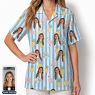 Women's Flamingo Fizz Custom Face Hawaiian Shirt