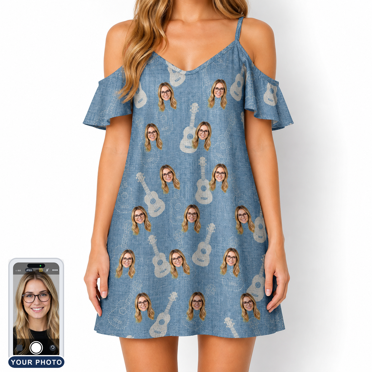 Women's Gardenia Grooves Custom Face Off-Shoulder Dress