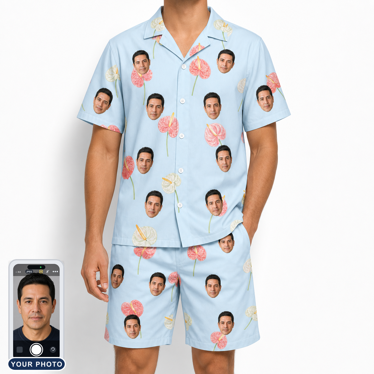 Men's Spatha Spark Custom Face Shirt & Shorts Set
