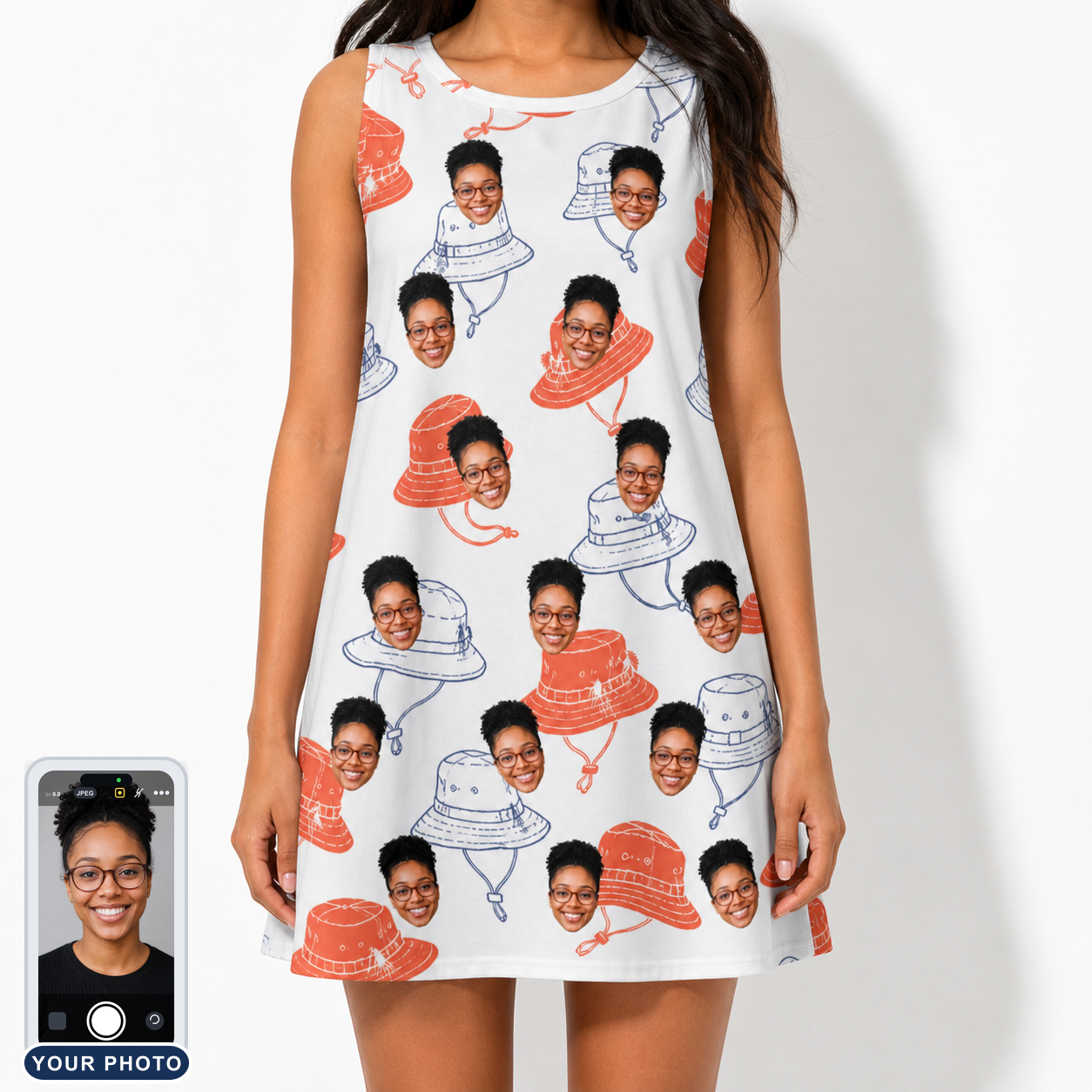Women's Hooked Brims Custom Face Tank Dress