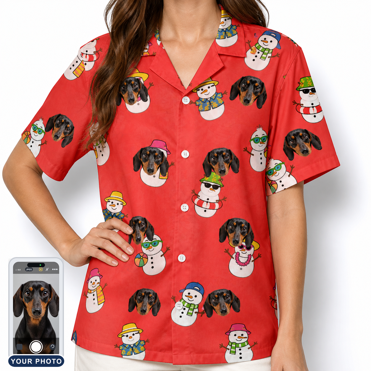 Women's Polar Pantomime Custom Dog Face Hawaiian Shirt
