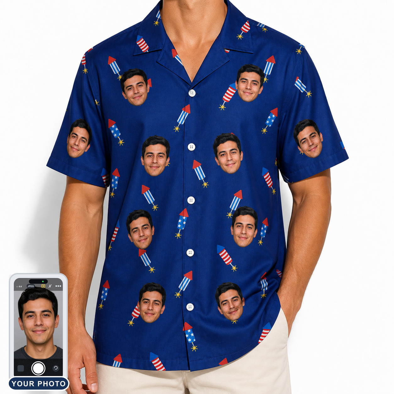 Men's Founding Flares Custom Face Hawaiian Shirt