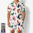 Men's Furball Follies Custom Cat Face Shirt & Shorts Set