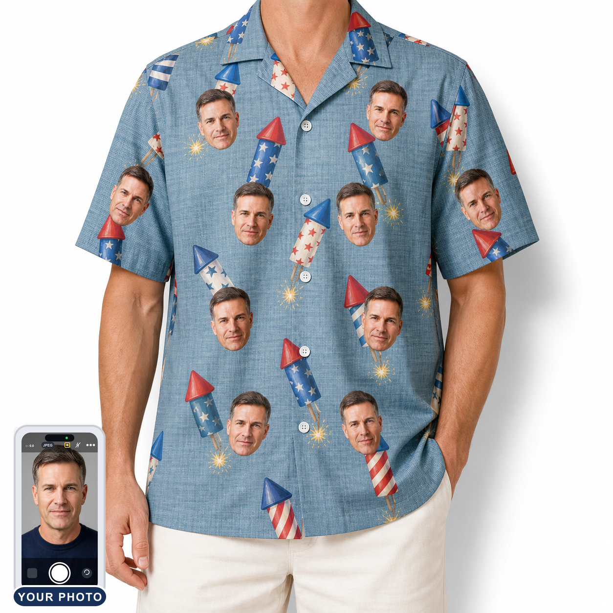 Men's Launch Lark Custom Face Hawaiian Shirt