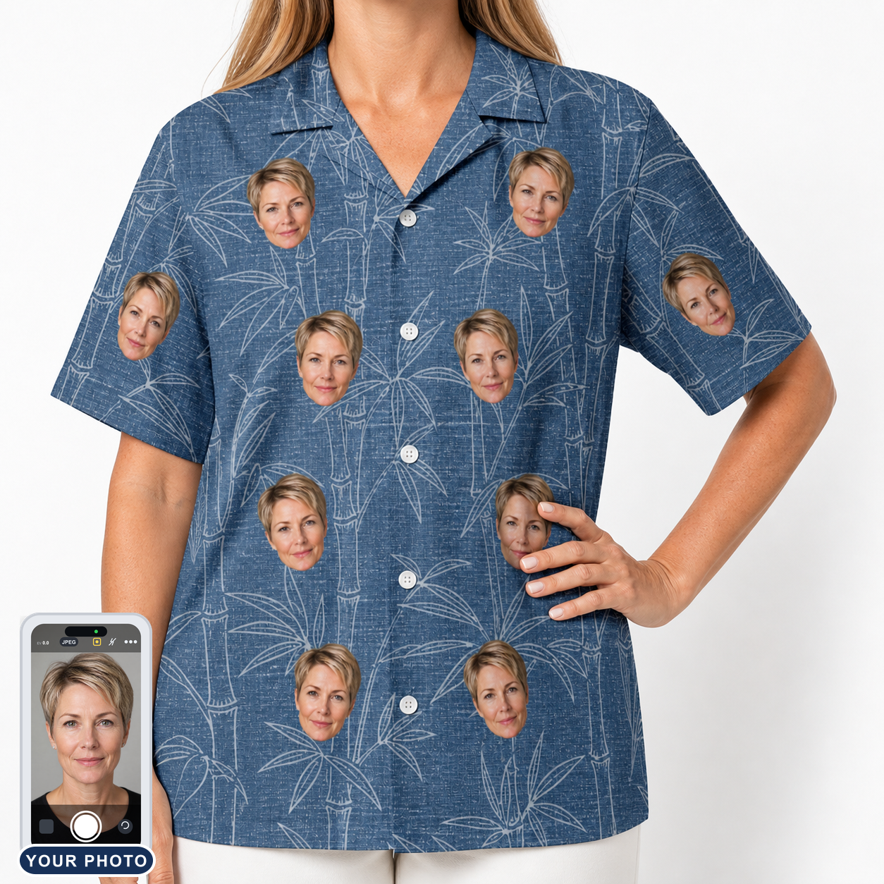 Women's Jade Jetset Custom Face Hawaiian Shirt