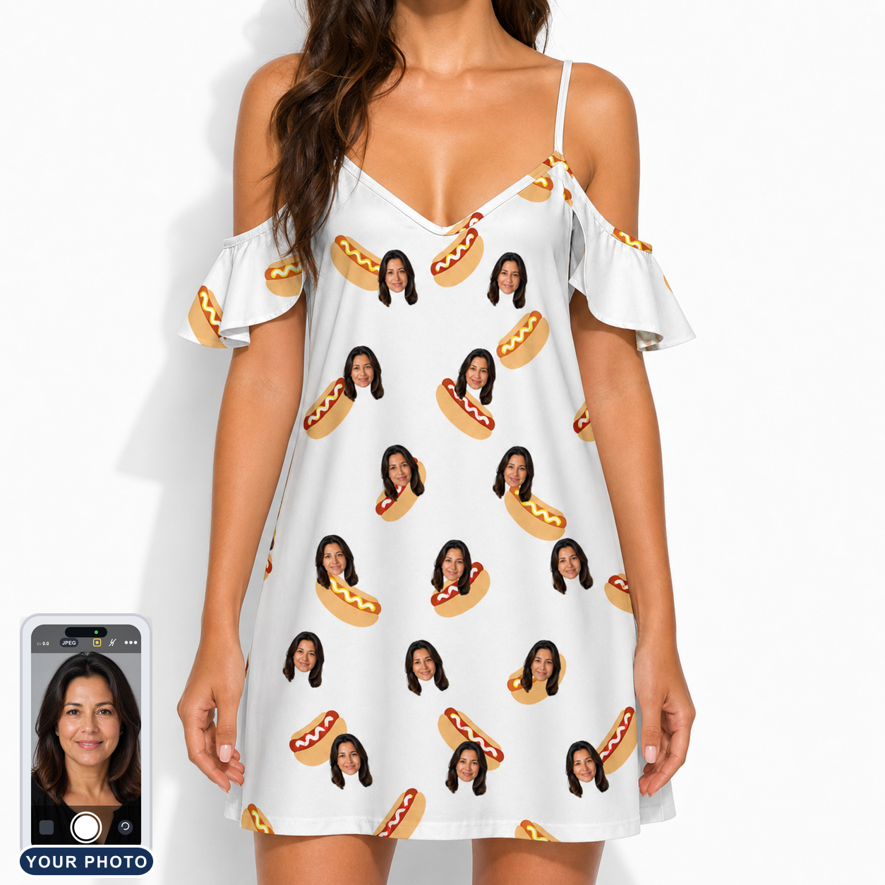 Women's Mustard Mingle Custom Face Off-Shoulder Dress