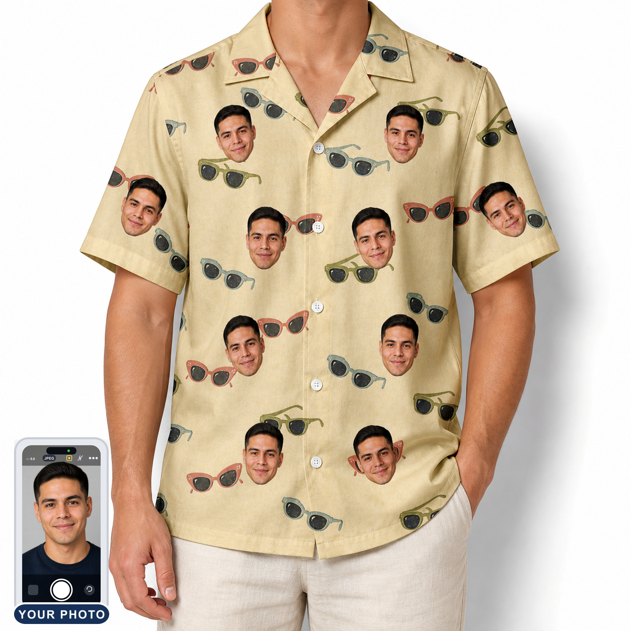 Men's Veil Vibes Custom Face Hawaiian Shirt