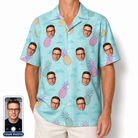 Men's Spiky Shoreline Custom Face Hawaiian Shirt