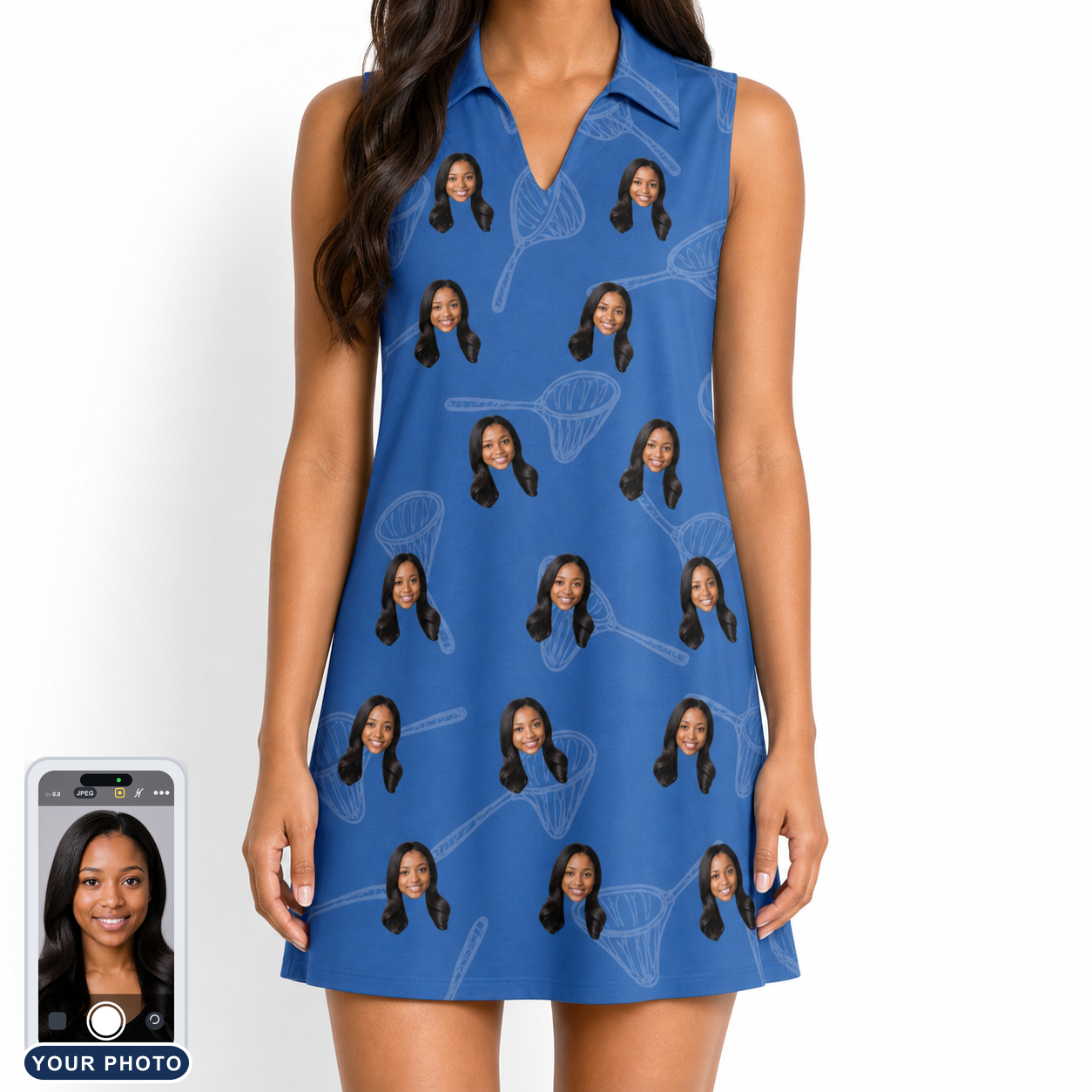 Women's Net Results Custom Face V-Neck Dress