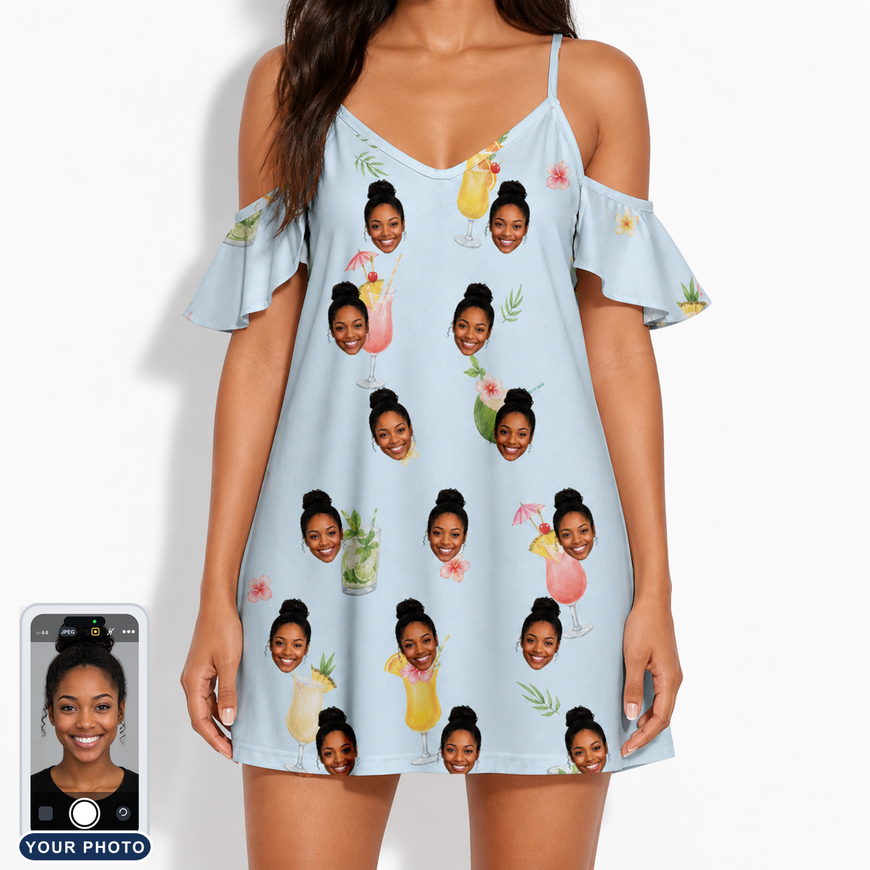 Women's Mai Tai Memories Custom Face Off-Shoulder Dress