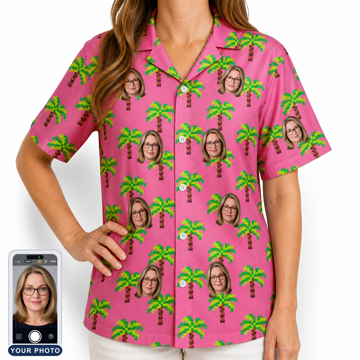 Women's Sepia Sojourn Custom Face Hawaiian Shirt