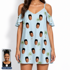 Women's Chrome Fronds Custom Face Off-Shoulder Dress