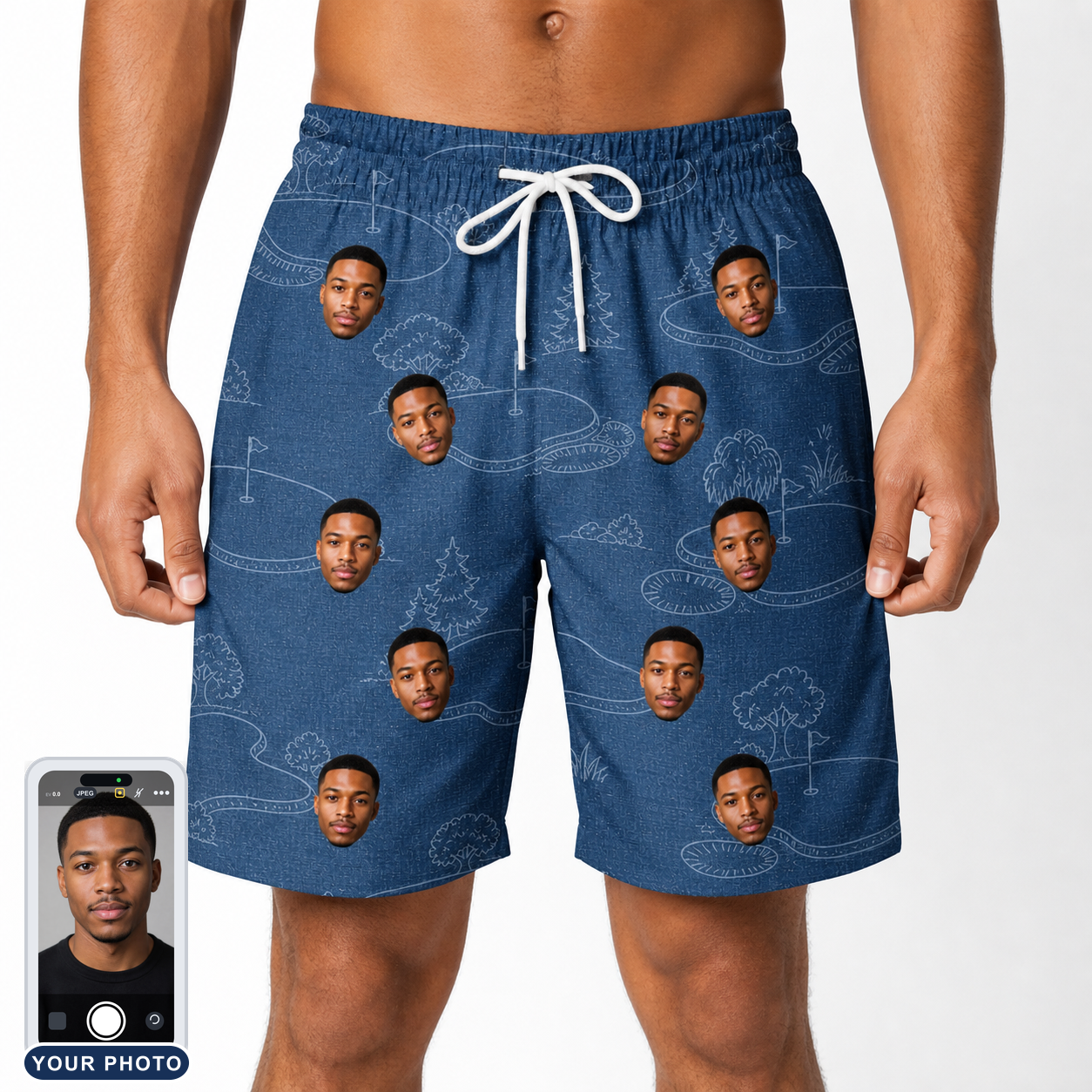 Men's Putt Pursuit Custom Face Beach Shorts