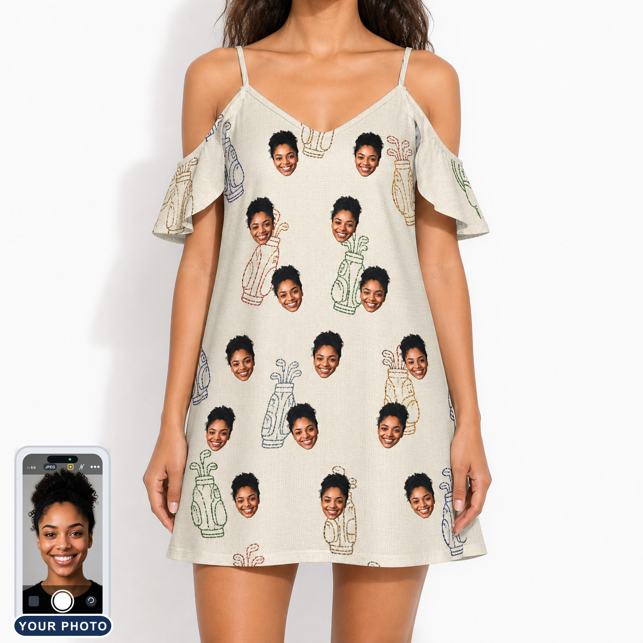 Women's Links Luggage Custom Face Off-Shoulder Dress