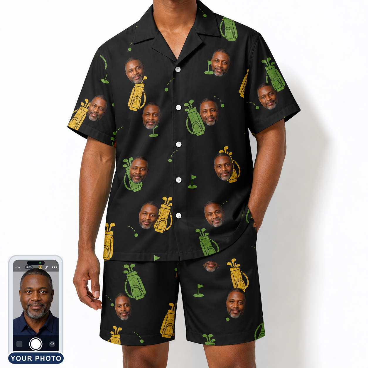 Men's Divot Duffels Custom Face Shirt & Shorts Set