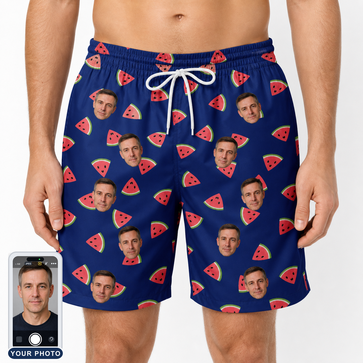 Men's July Quarters Custom Face Beach Shorts