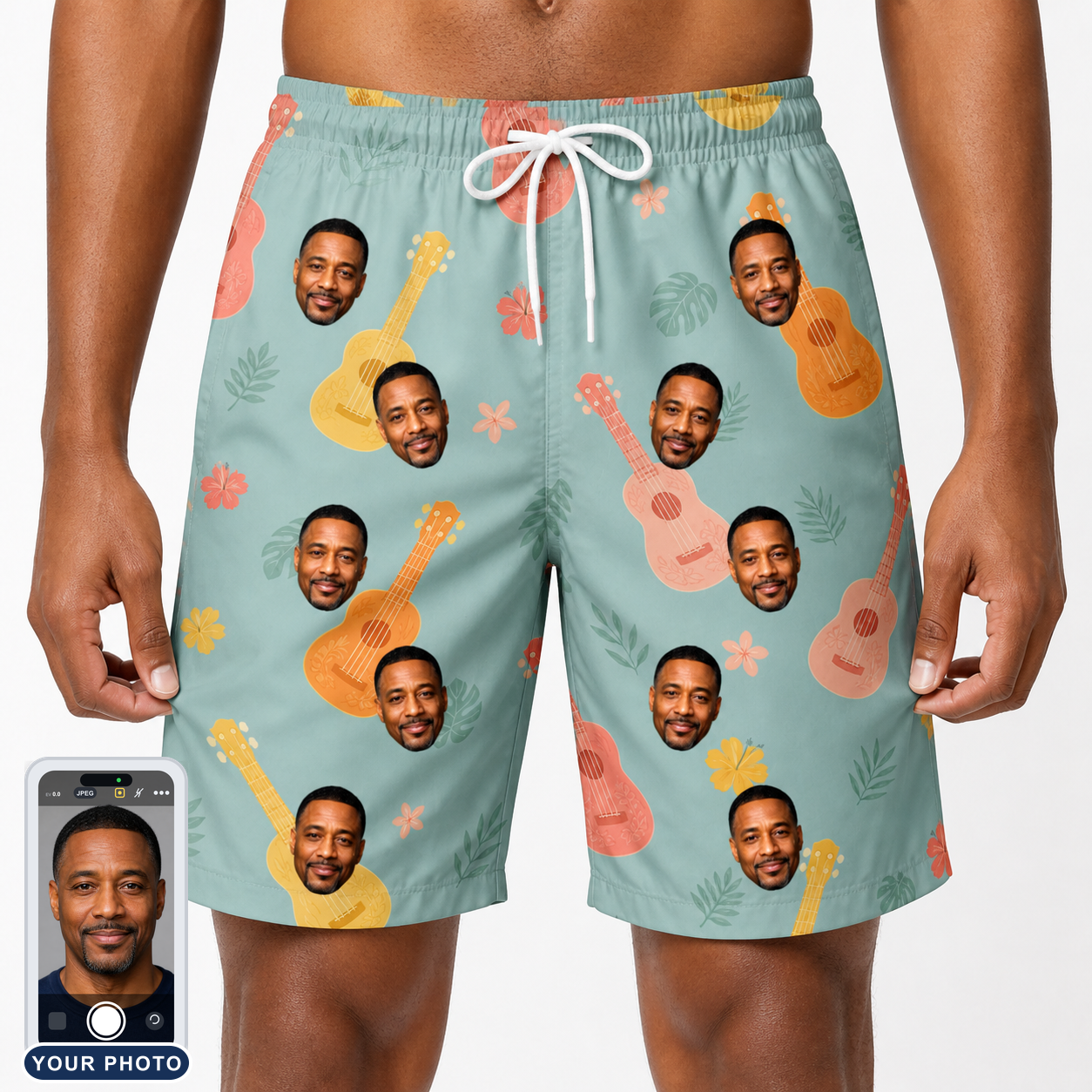 Men's Hula Harmonics Custom Face Beach Shorts