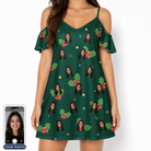 Women's Festive Foliage Custom Face Off-Shoulder Dress