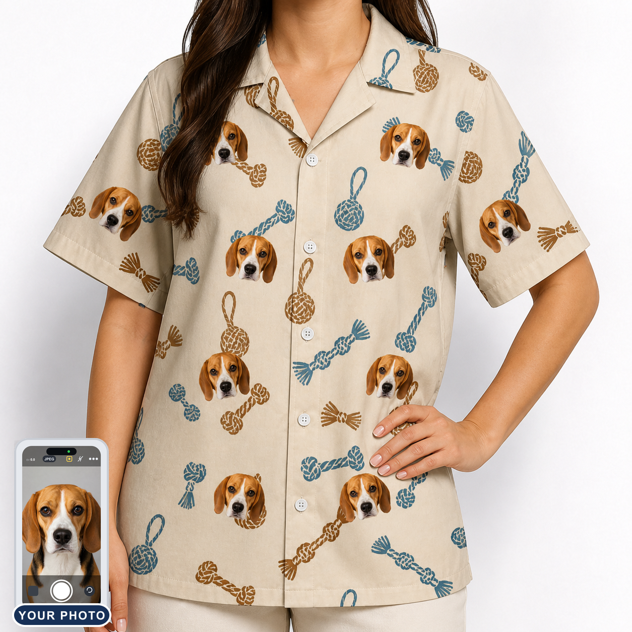 Women's Knotty Companions Custom Dog Face Hawaiian Shirt