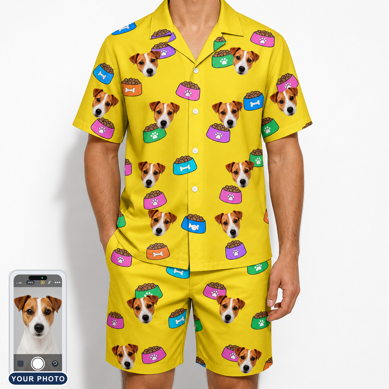 Men's Chow Hounds Custom Dog Face Shirt & Shorts Set