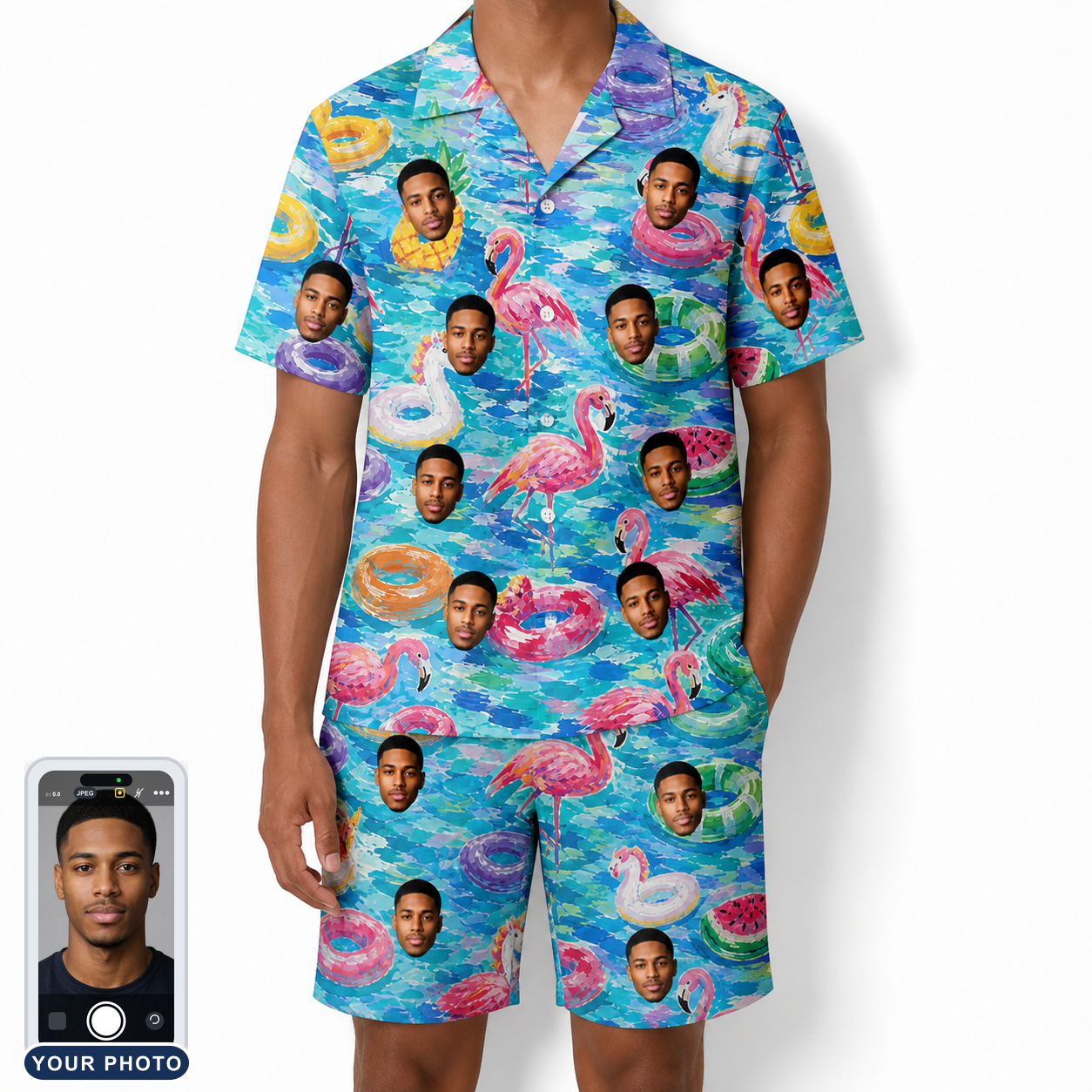 Men's Pastel Pontoons Custom Face Shirt & Shorts Set