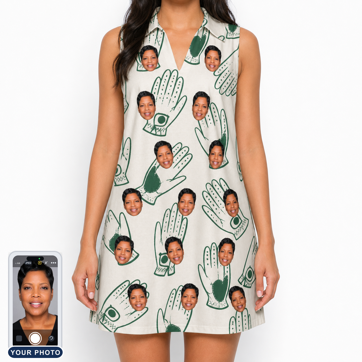 Women's Glove Affair Custom Face V-Neck Dress