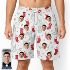 Men's Yule Pouches Custom Face Beach Shorts