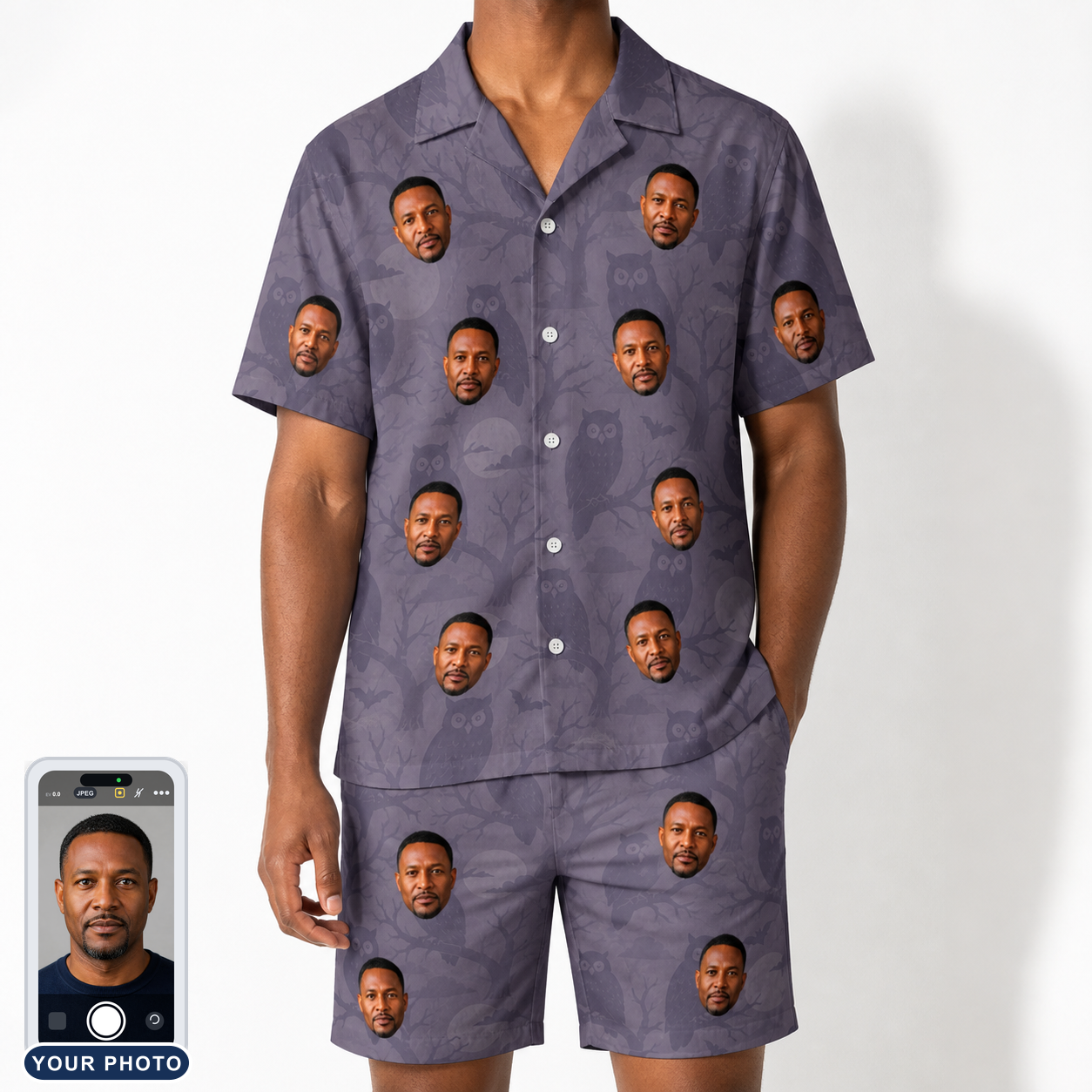 Men's Eerie Eyries Custom Face Shirt & Shorts Set