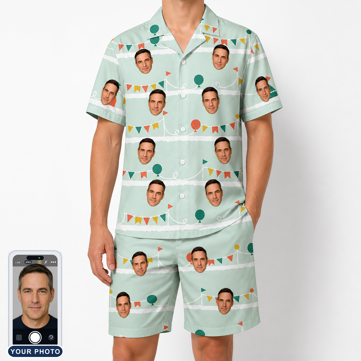 Men's Aisle Antics Custom Face Shirt & Shorts Set