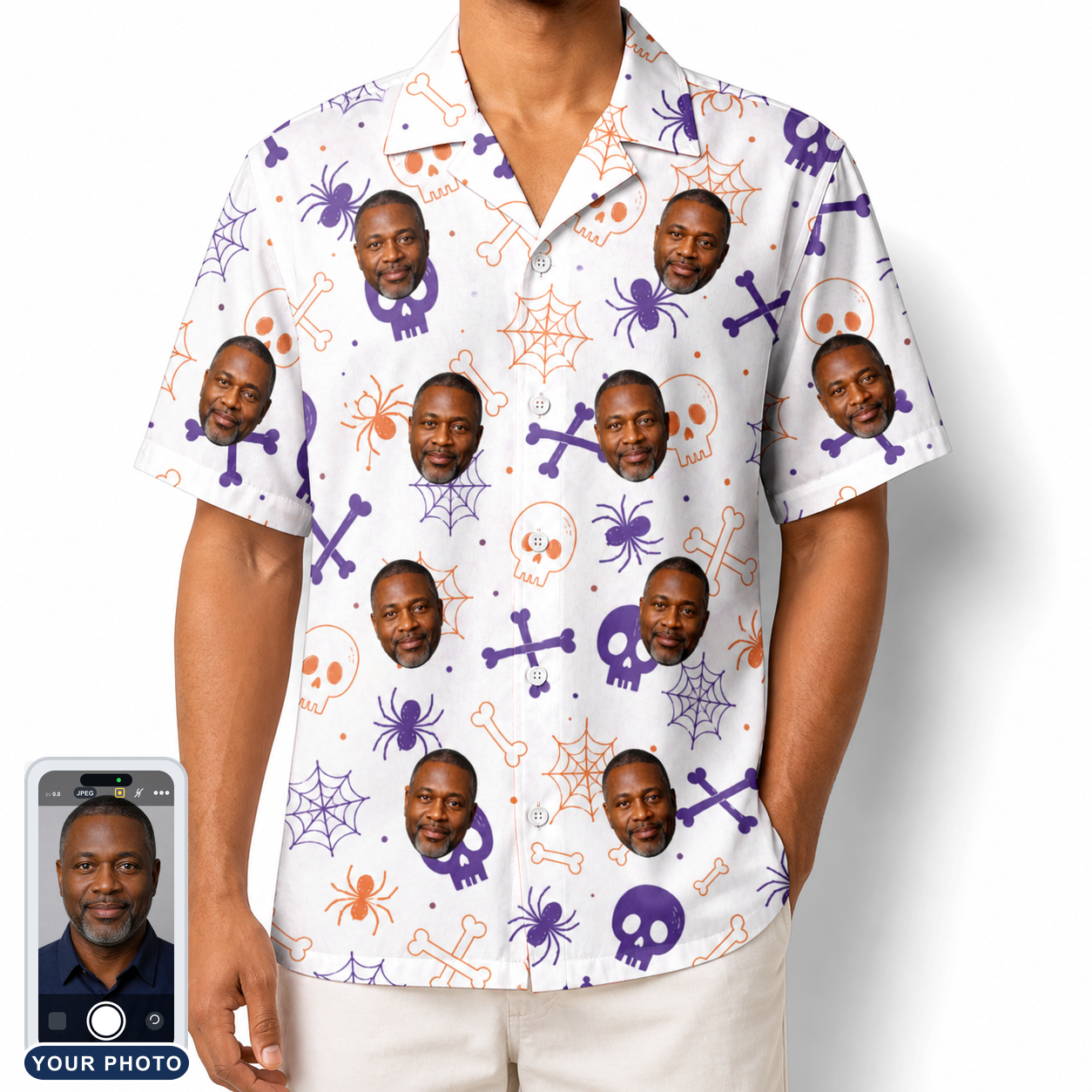 Men's Skull Shuffle Custom Face Hawaiian Shirt