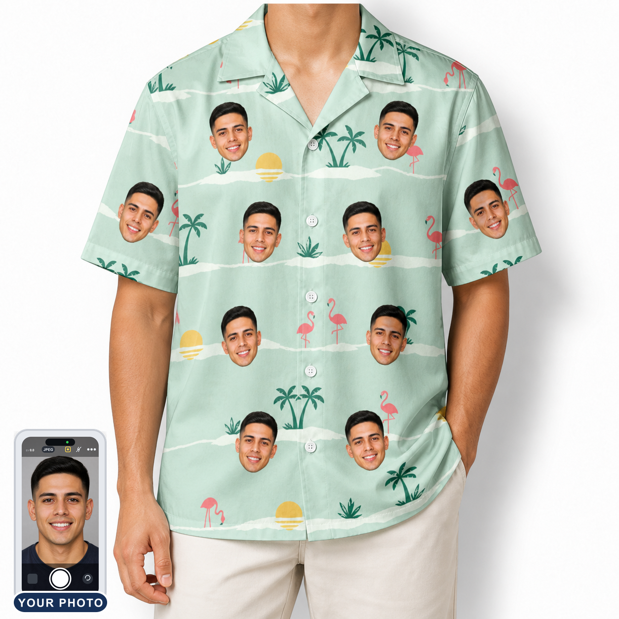 Men's Roseate Runners Custom Face Hawaiian Shirt