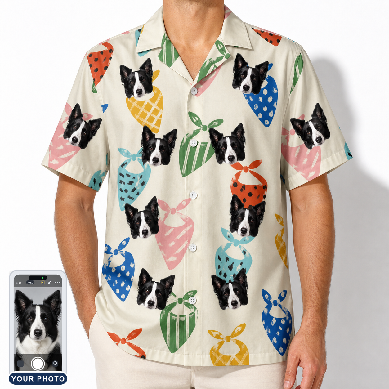 Men's Bandana Banter Custom Dog Face Hawaiian Shirt