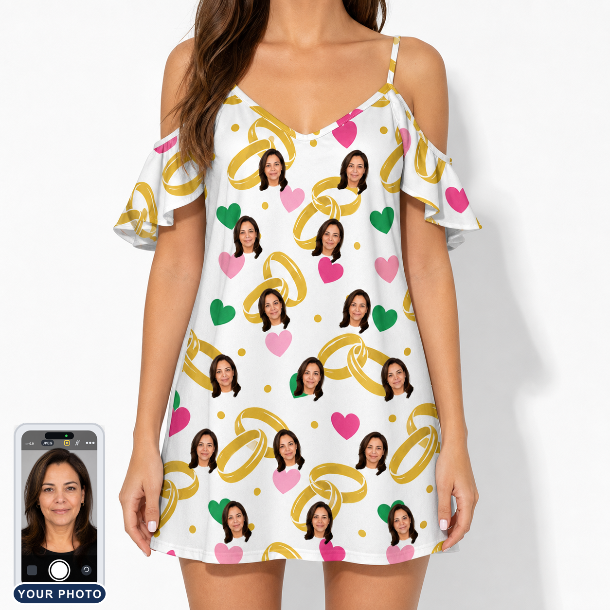 Women's Saltkissed Circles Custom Face Off-Shoulder Dress