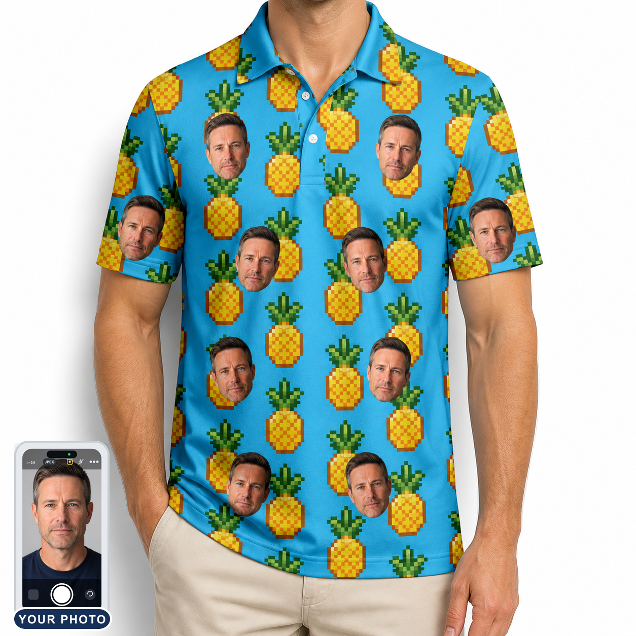 Men's Exotic Excursion Custom Face Polo Shirt