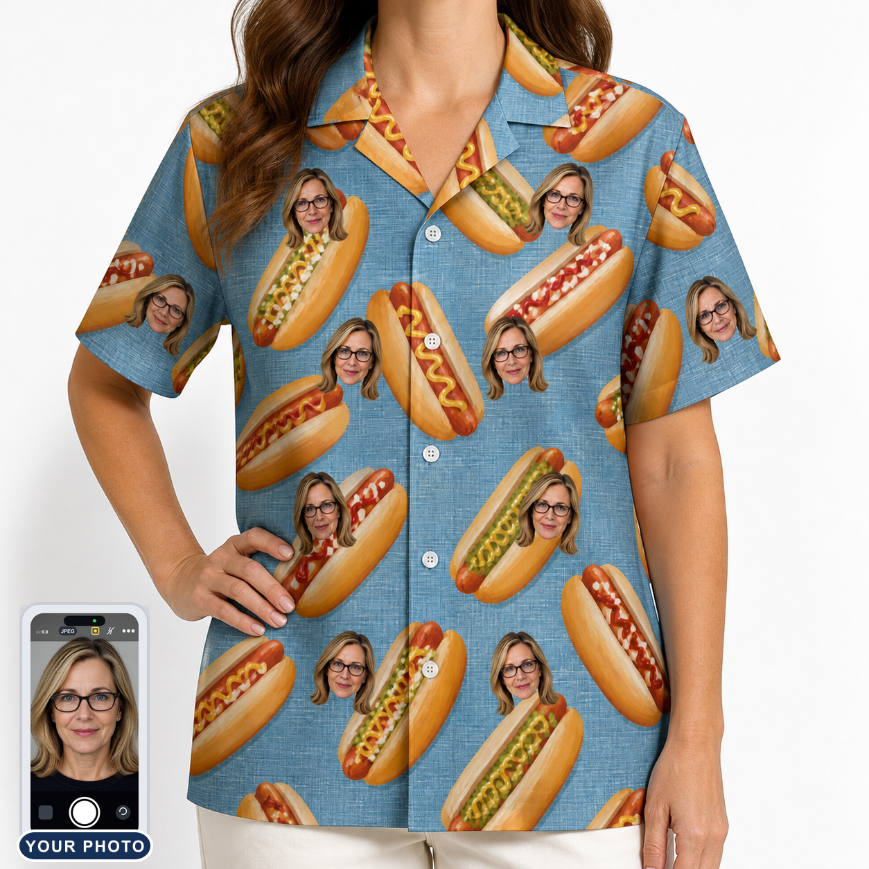 Women's Bunited States Custom Face Hawaiian Shirt