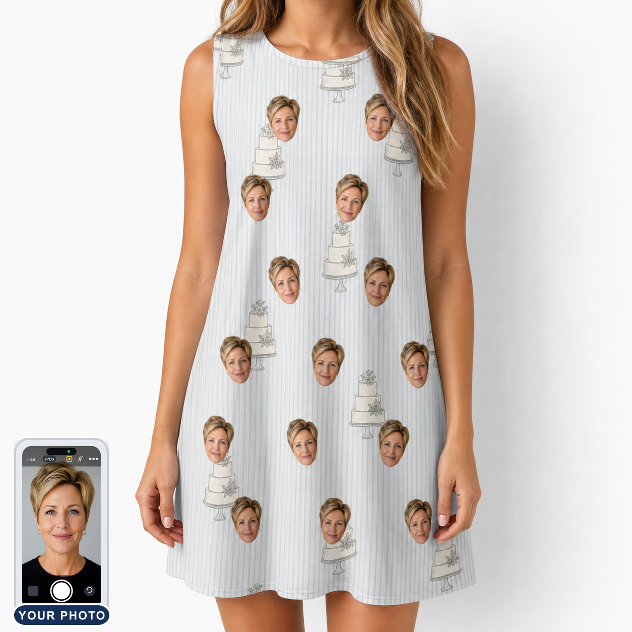 Women's Mermaid Meringue Custom Face Tank Dress