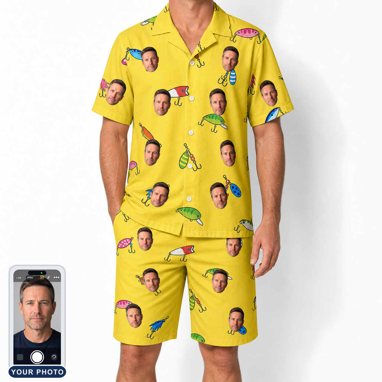 Men's Twitchy Treasures Custom Face Shirt & Shorts Set