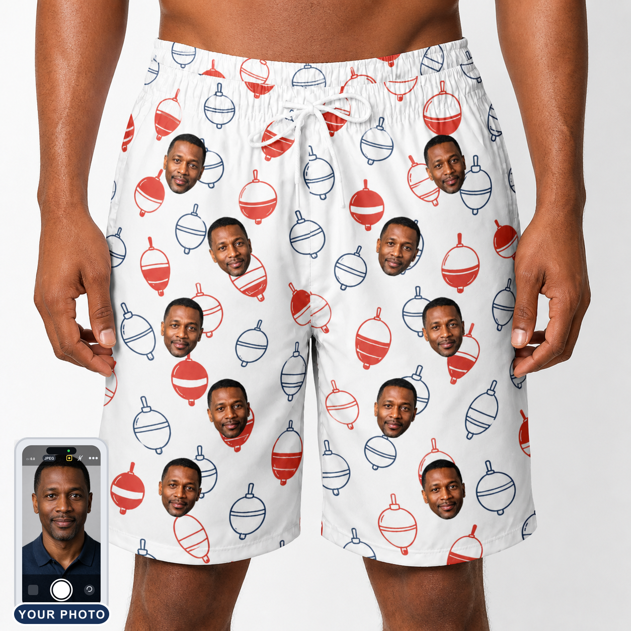 Men's Bobber Bop Custom Face Beach Shorts