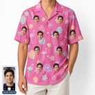 Men's Fuchsia Flock Custom Face Hawaiian Shirt