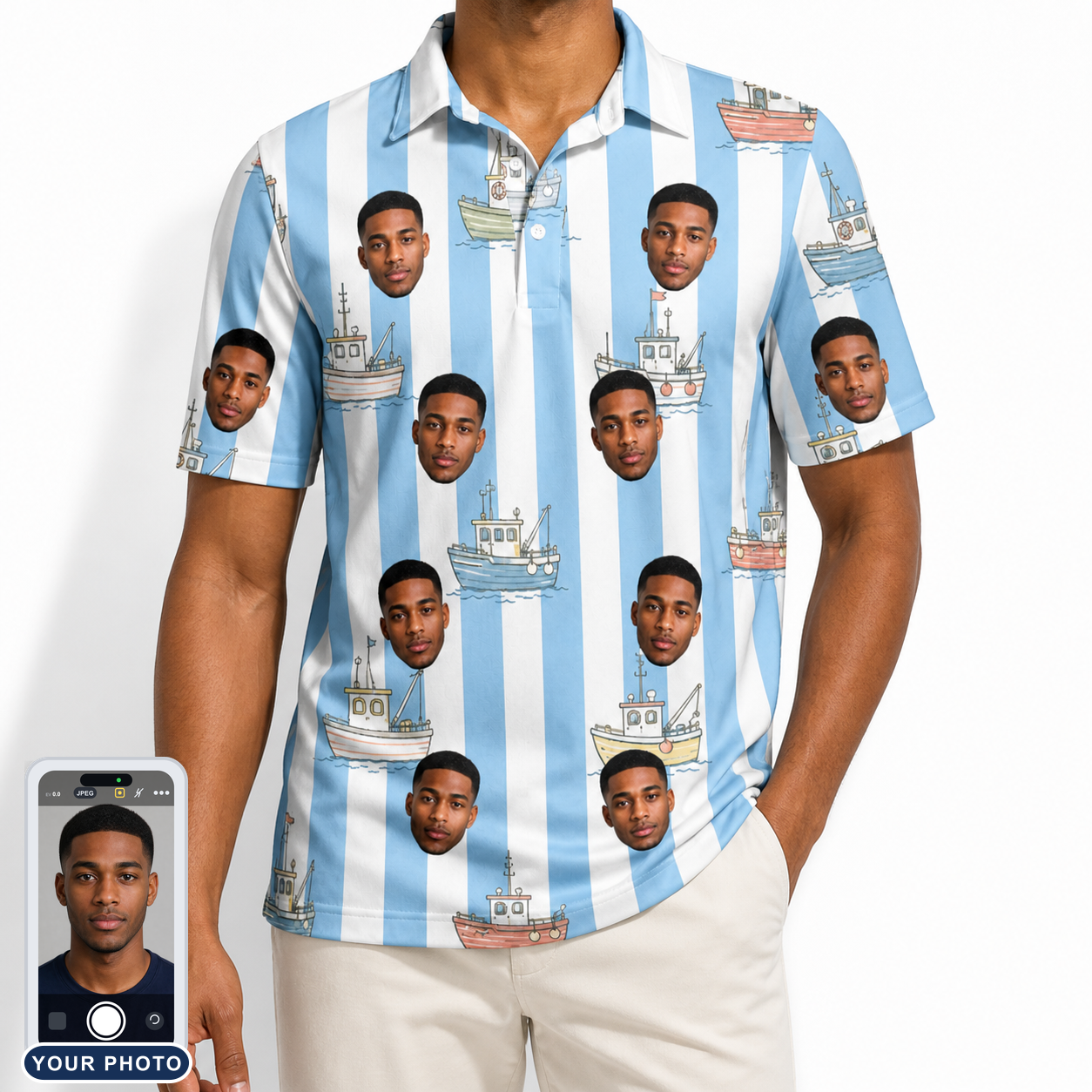 Men's Dockside Drifters Custom Face Polo Shirt