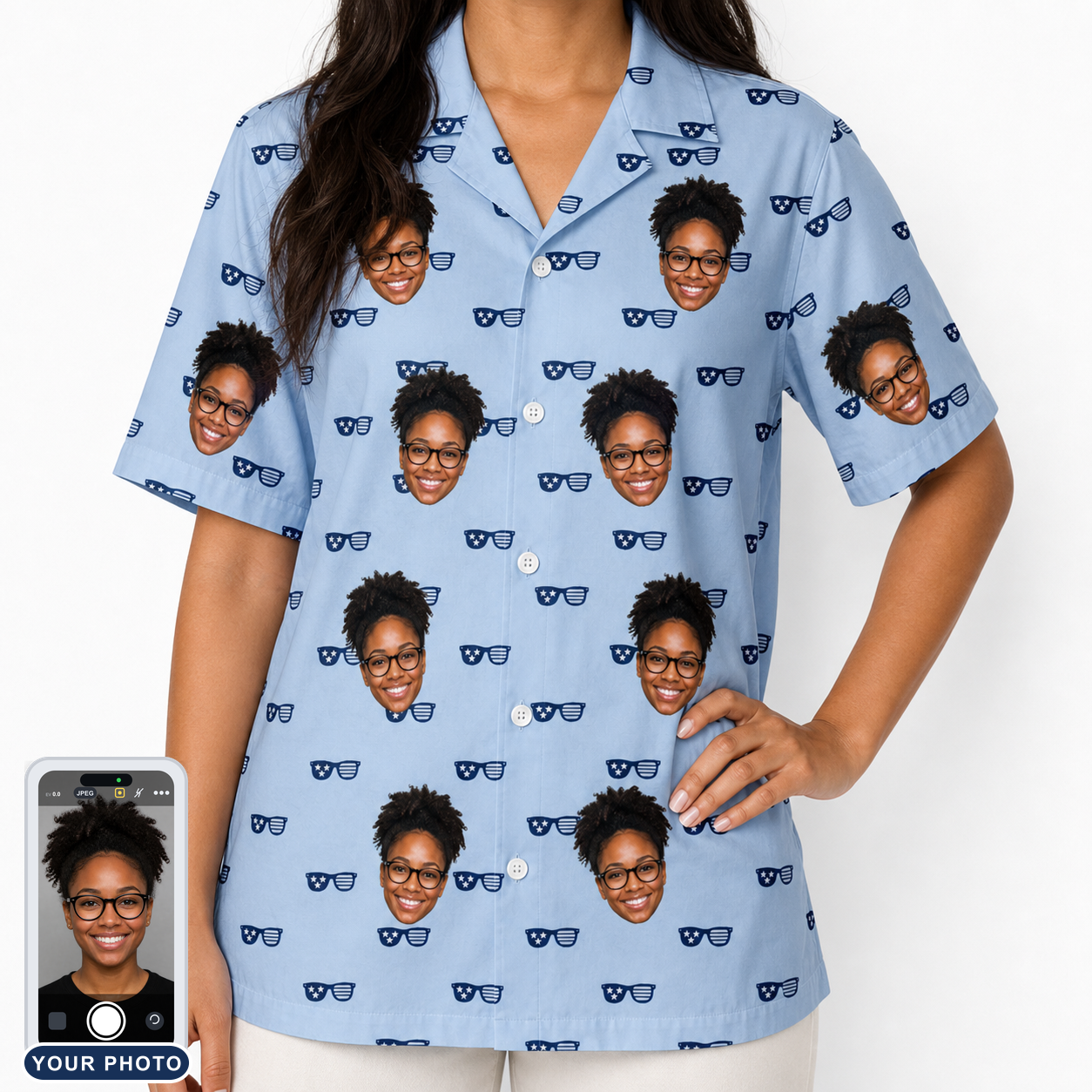 Women's Tri-Tone Tints Custom Face Hawaiian Shirt
